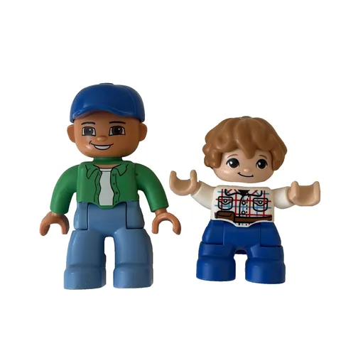 Lego Duplo Figure Lot of 2 Minifigures Boy and Man With Blue Hat