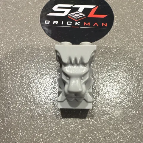 LEGO Gray Modified Brick with Sculpted Lion Head, 1 Piece. Castle MOC