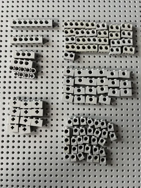 LEGO Light Bluish Gray Technic Brick Lot Axle Hole 95pc Star Wars Castle Parts