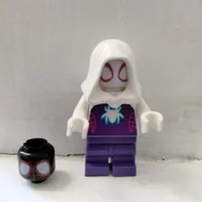 Lego Super Heroes Minifigure Ghost-Spider White Hood Spider Logo Spider Man Head
