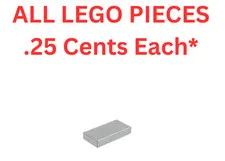 LEGO Tile 1x2 with Groove Metallic Silver 3069 - Genuine LEGO Parts Pieces Bulk