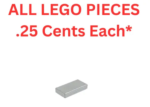 LEGO Tile 1x2 with Groove Metallic Silver 3069 - Genuine LEGO Parts Pieces Bulk
