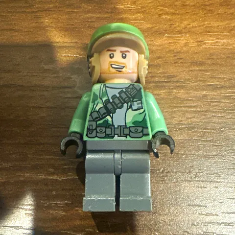 LEGO Minifigure Green Helmet Soldier with Printed Torso, Dark Gray Legs