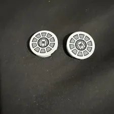 Lego 2x2 Round Tile Star Wars Radial Machinery Pattern Light Bluish Gray lot x2
