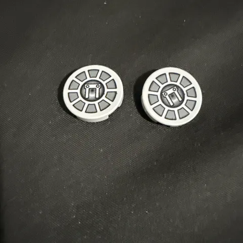 Lego 2x2 Round Tile Star Wars Radial Machinery Pattern Light Bluish Gray lot x2