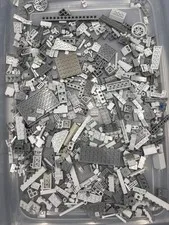 13.5 oz. Bulk Mixed Gray Legos - standard blocks and unique pieces (Lot AA)
