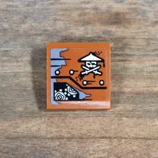 LEGO Ninjago Dark Orange Slope 2x2x2/3 Ninja Skull w/ Crossed Swords 15068pb121L