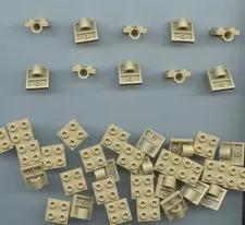 LEGO x40 Tan Plate, Modified 2 x 2 with Pin Hole - Full Cross Support