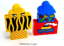 2 LEGO Vintage Mix Colourful Shapes Bricks with Face Tools Ship etc. (4744 2728)