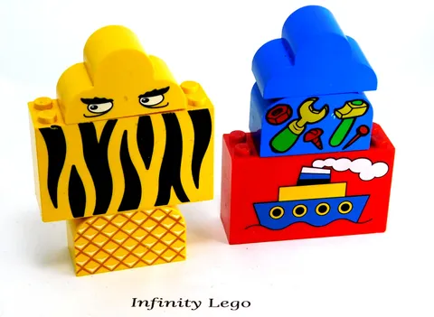 2 LEGO Vintage Mix Colourful Shapes Bricks with Face Tools Ship etc. (4744 2728)