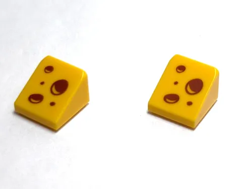 Lego - Minifigure Utensil - Lot of 2 - Cheese, 1 x 1 Slope