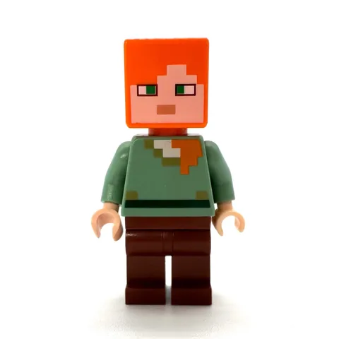 LEGO Minecraft Alex Minifigure Reddish Brown Legs Green Torso