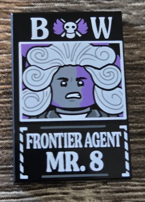 Lego One Piece Frontier Agent Mr 8 Dossier Tile. Baroque Works Wanted Poster