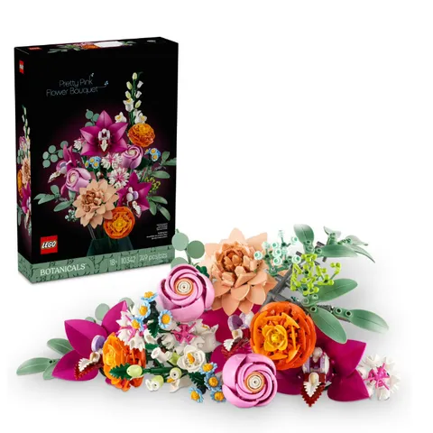 LEGO Botanicals Pretty Pink Flower Bouquet Building Set Decor Gift 10342