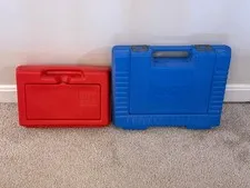 LEGO Red & Blue Storage Container 1982 1985 Vintage Carrying Case 12x8x4 14x10x4