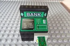 LEGO Minifig Delux ATM Bank Money Machine Cash Box Safe with Word "Bank"