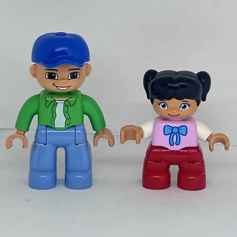 LEGO Duplo Figures Male Dad Brother Hat & Female Child Girl Sister Pigtails A10