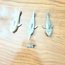 Lego Light Gray Sawfish, 2 Sharks And Parrot