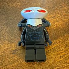 LEGO Minifigure Black Manta Black Body w/ Gray Alien Head, Red Eyes Plastic