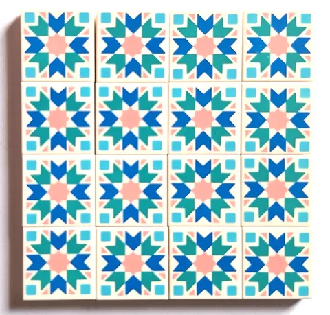 LEGO 42691 white PRINTED TILES floor tile from Fountain Garden pink star pattern