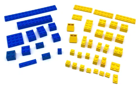 LEGO 45 Blue Yellow Bricks Replacement Parts Pieces Vintage