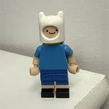 LEGO Adventure Time Finn Minifigure Blue Outfit White Hood/Helmet Green Backpack