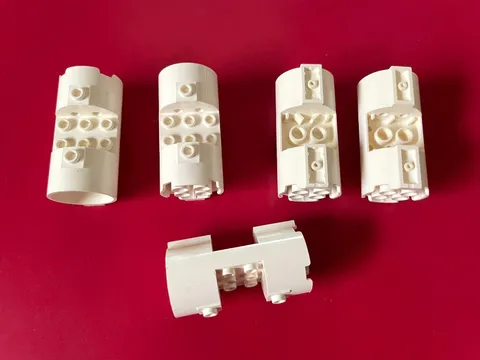 LEGO WHITE 3x6x2 CYLINDER 2/3 Horizontal Round Connections (5 pieces) #30360