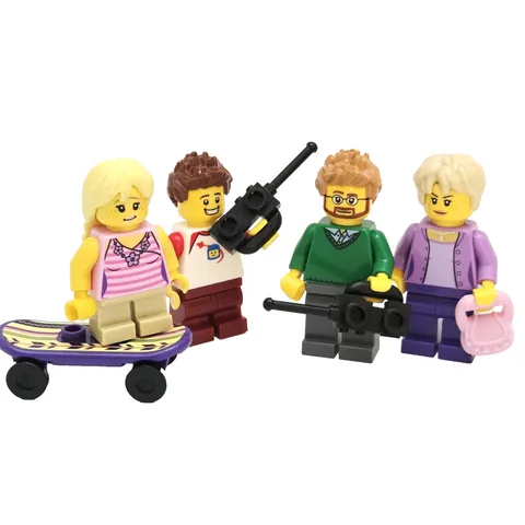 Lego Family Minifigure Lot - 4 Figures Mom Dad Sister Brother Kids Skateboard