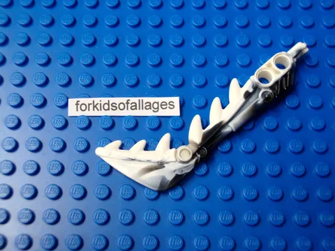 Lego Bionicle Weapon Sword w/Teeth 57566pb01 White w/ Black Marbled (8927)