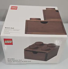 LEGO Wooden Desk Drawer Brick 2x2 Compatible Stackable Oak Dark Stained 3003
