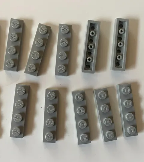 LEGO 1x4 LIGHT GRAY PLATE (10 pieces) #3710 Dots Building Blocks Parts