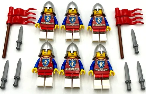 Lego 6 New Castle Lion Knights Minifigures Weapons Swords Pieces