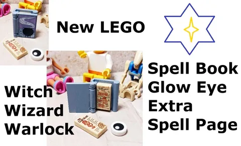 LEGO Wiccan book Hardcover Printed Spell Pages GLOW EYEBALL Printed Cauldron