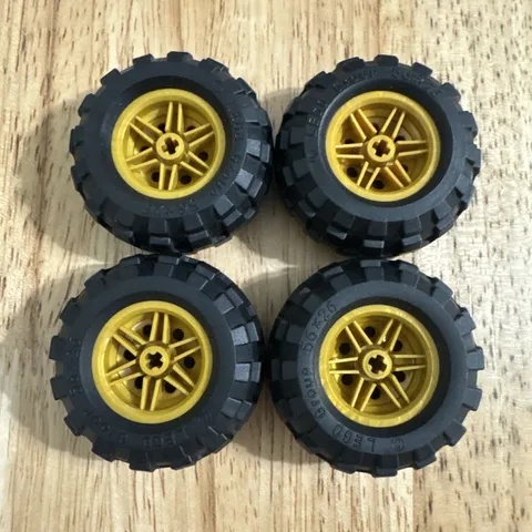(4) LEGO Tire Lot 56x26 Balloon Wheels-GOLD rims