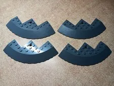 LEGO LOT 4 DARK BLUISH GRAY ROUND CORNER 10X10 SLOPE 33 EDGE AXLE HOLE #58846