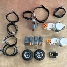 LEGO Mindstorms NXT Electronics Lot -Motors, Sensors, Cables & Wheels SOLD AS IS