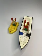 Vintage LEGO Boat Hull Black & White Pirates Town City Loose Lot Of 2