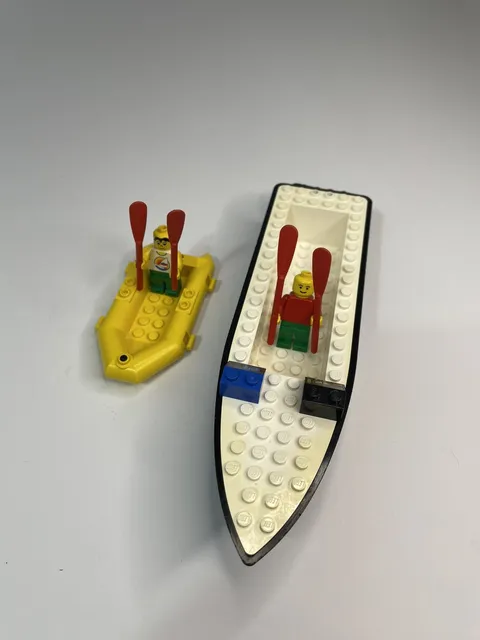Vintage LEGO Boat Hull Black & White Pirates Town City Loose Lot Of 2