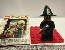 LEGO Castle Dark Green Wizard Minifigure #cas435 From Set 7955; missing beard