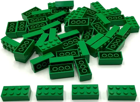 Lego 50 New Green Bricks Building Blocks 2 x 4 Stud Parts