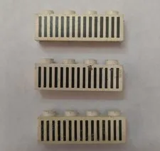 (3) 1970's LEGO Black Grille 1x4 Embossed Bricks 