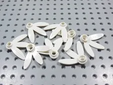 LEGO Lot of 8 White 1x1 Round Plate w/ 3 Thin Leaves Plants Minifig BV