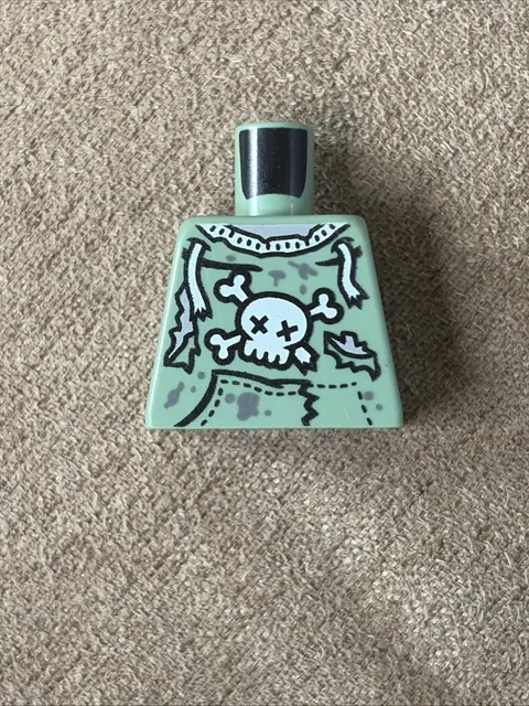 LEGO Minifigure Torso Sand Green Hoodie Skull and Crossbones Tattered Zombie