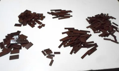 LEGO BULK LOT OF OVER 280 REDDISH BROWN SMOOTH TILES 1X3 1X4 1X6 1X8 2X2  2X4
