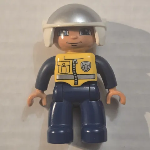 Lego Duplo Police Motorcycle Rider Policeman Male Police With Open Helmet