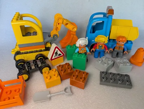 LEGO Duplo Construction Dump Truck Backhoe People Figures Mixed Lot Playset