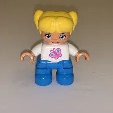 DUPLO Girl Blonde Hair 2” Action Figure Lego Plastic Toy (Pre-Owned)