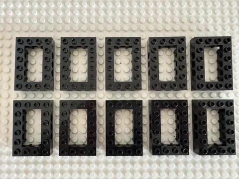 (10) LEGO Technic 4 x 6 Open Center Lot- BLACK- #32531