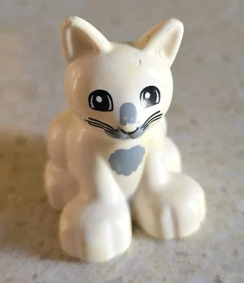 LEGO DUPLO - ANIMAL FAMILY - WHITE AND GREY CAT - 10838 - VINTAGE - USED