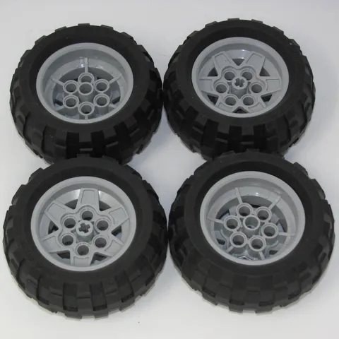 Lego 68.7x34 R Technic Wheel Mindstorms Stone Gray Rims Wheels Set 4 Tires 9445